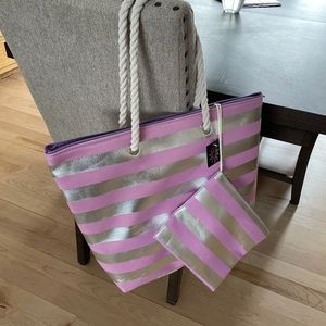 NWT Olivia Miller Striped BEACH Tote with Pouch